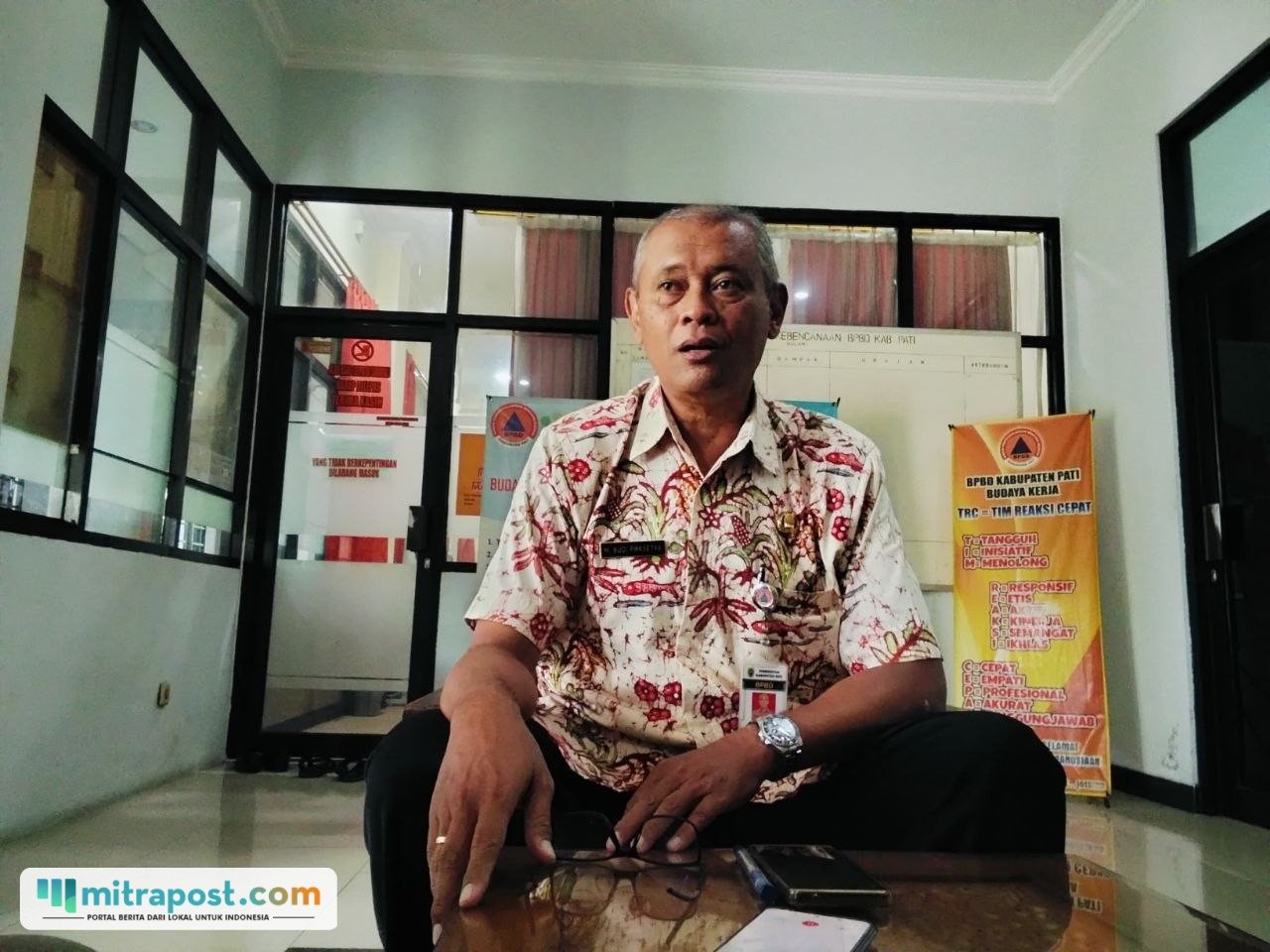 Foto : Kepala Pelaksana BPBD Kabupaten Pati, Martinus Budi Prasetya. (Sumber. Mitrapost.com/ Ilham)