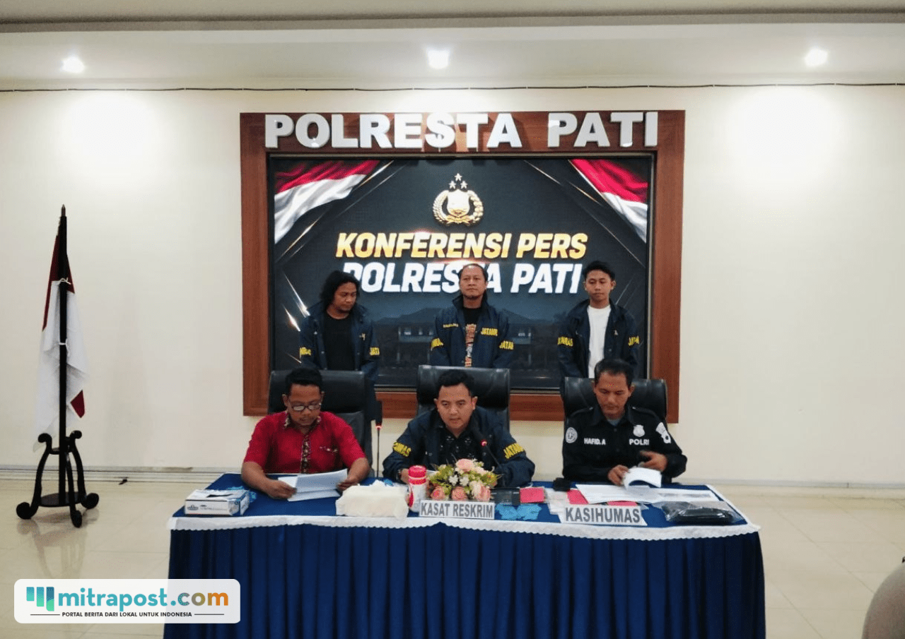 Foto : Polresta Pati gelar Konferensi Pers di Lantai II. (Sumber. Mitrapost.com/ Ilham) Uang Palsu