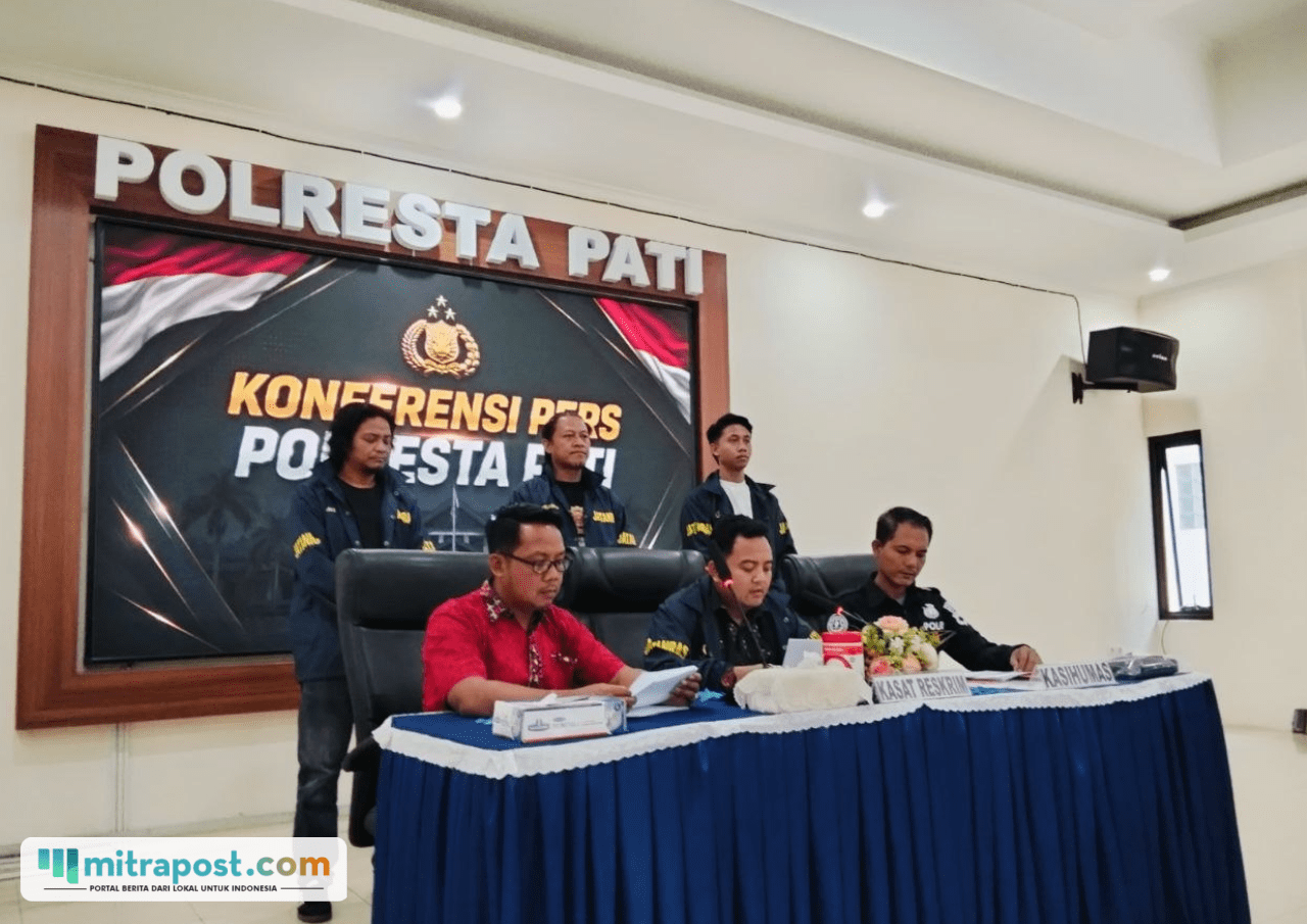 Foto : Konferensi Pers di Polresta Pati, Kamis (13/08/2026). (Sumber. Mitrapost.com/ Ilham)