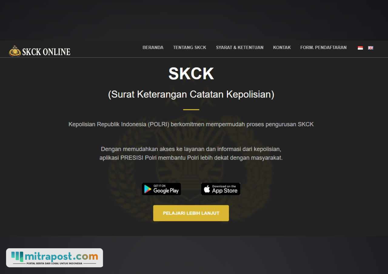 Laman SKCK online/tangkap layar