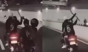 Sejumlah Pemotor Diduga Acungkan Celurit di Underpass Simpang Joglo Solo/tangkap layar