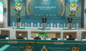 Foto : Kafilah asal Kabupaten Pati saat mengikuti ajang MTQ Tingkat Nasional di Kota Semarang. (Dok. Humas Kemenag Pati)