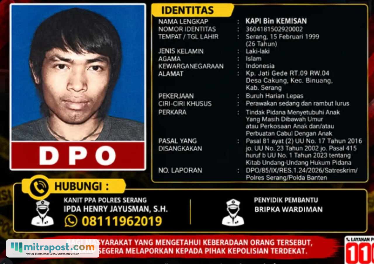 Pria Bernama Kapi Jadi Buronan Atas Kasus Dugaan Pemerkosaan Adik Iparnya di Serang Pria Bernama Kapi Jadi Buronan Atas Kasus Dugaan Pemerkosaan Adik Iparnya di Serang