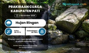 PRAKIRAAN CUACA 2 NOV Wilayah Pati Esok Hari Diperkirakan Diguyur Hujan Ringan Secara Merata