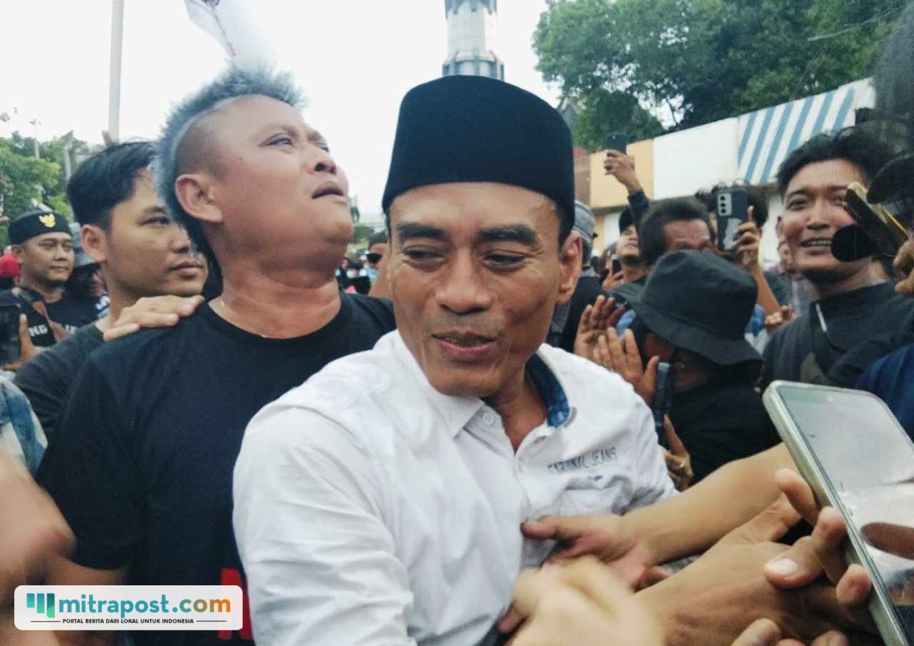 Foto : Supriyono alias Botok Koordinator AMPB saat arak di Alun-alun Simpang Lima Pati bulan Maret 2026 lalu. (Sumber. Mitrapost.com/ Ilham) Hakim
