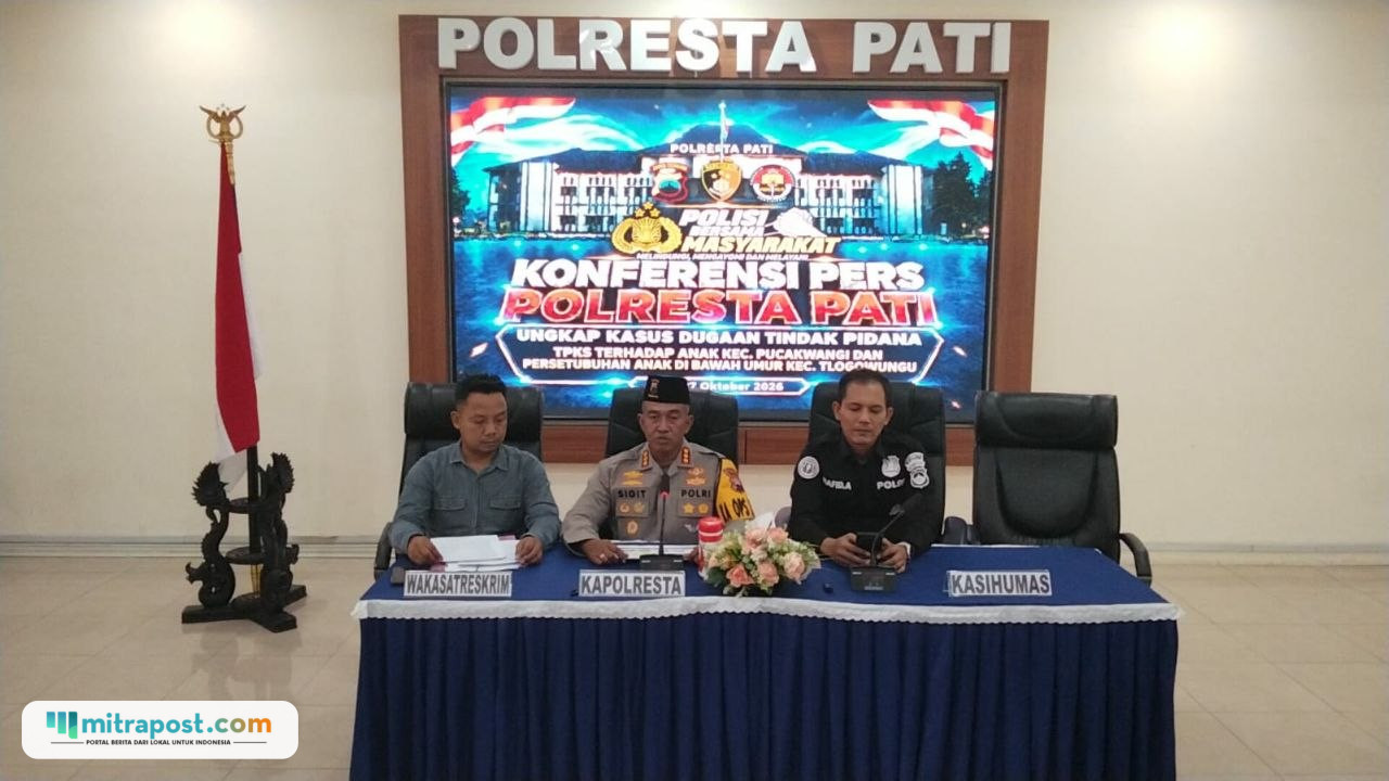 Foto : Konferensi Pers di Polresta Pati. (Sumber. Mitrapost.com/ Ilham)