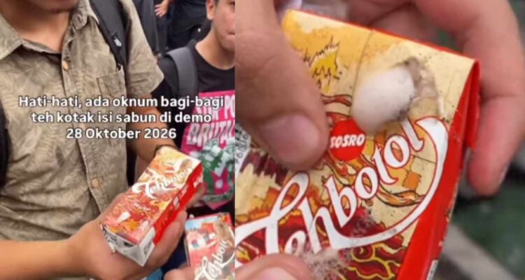 teh-berbusa Heboh Teh Kemasan Berbusa Dibagikan ke Massa Demo, Polda Metro Jaya Hingga Teh Botol Sosro Buka Suara